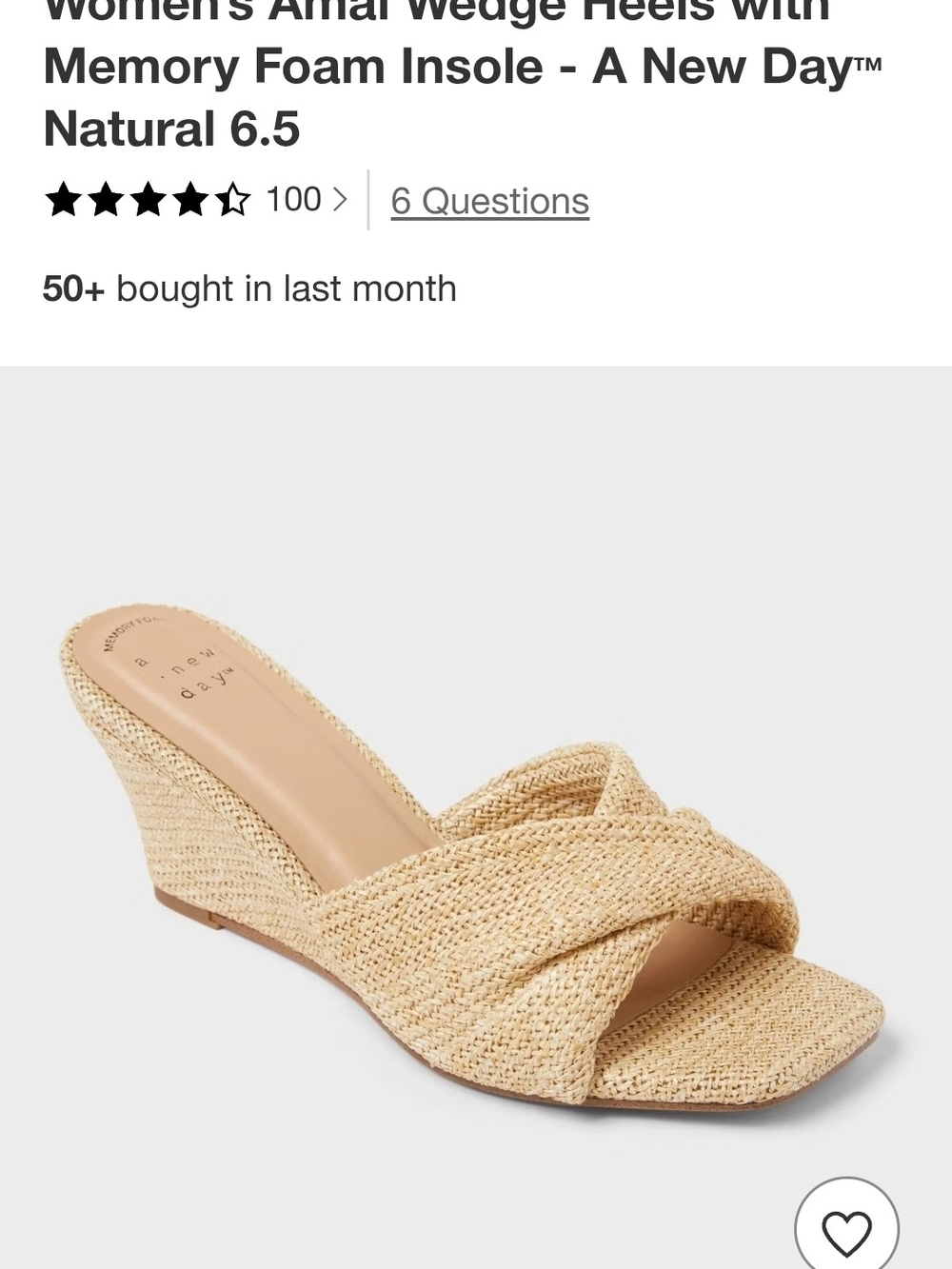 Brand New With TAGS A New Day Natural Woven Crossband Wedge Sandals - Natural